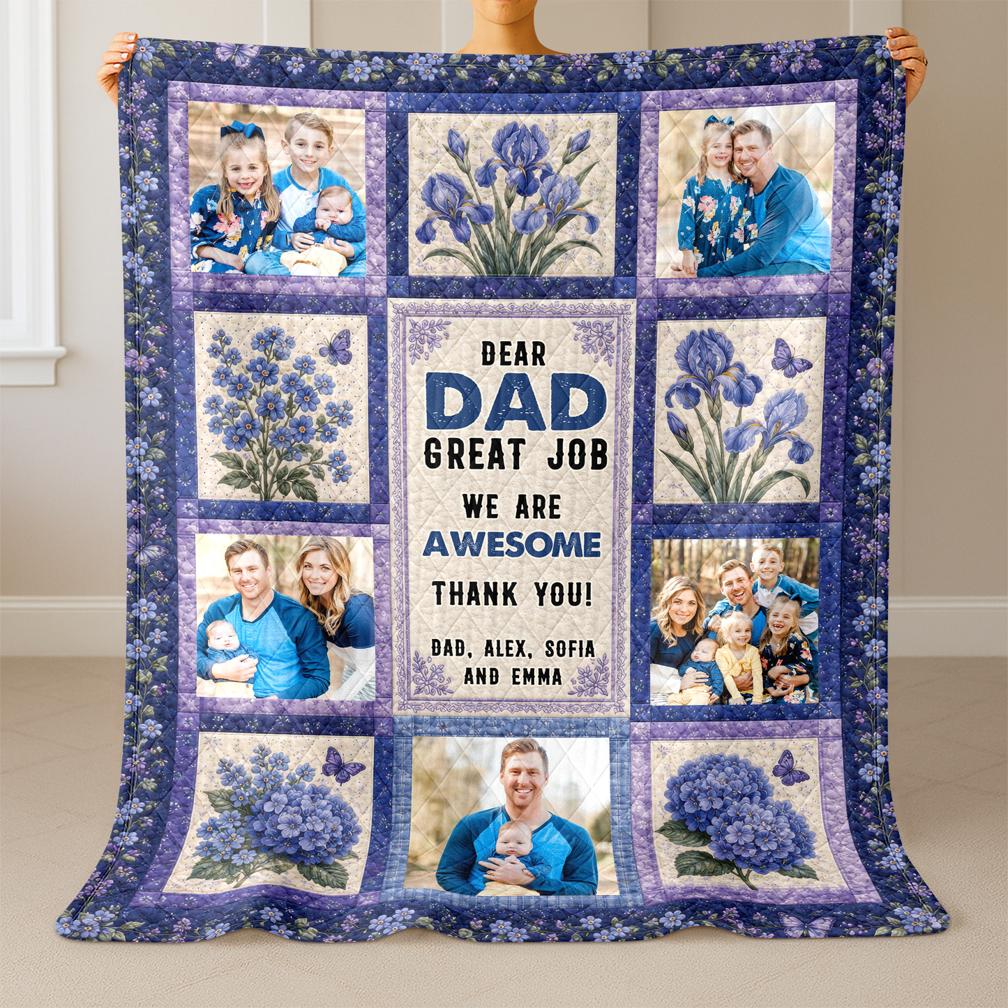 Dear Dad We Are Awesome - Personalized Custom Blanket - Quilt Blanket