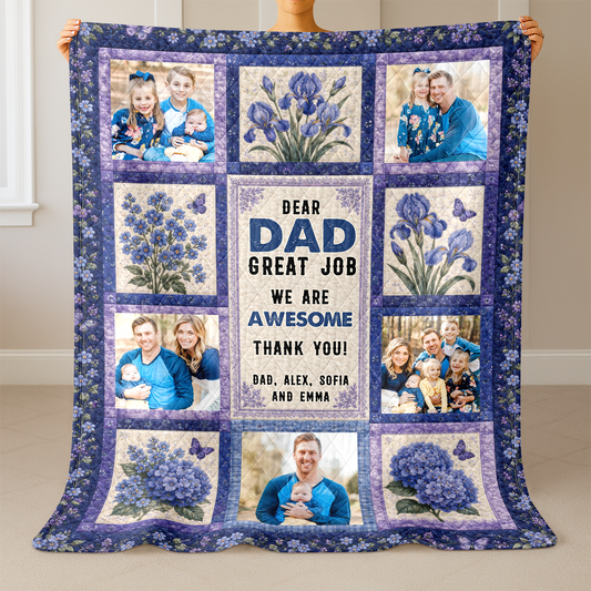Dear Dad We Are Awesome - Personalized Custom Blanket - Quilt Blanket