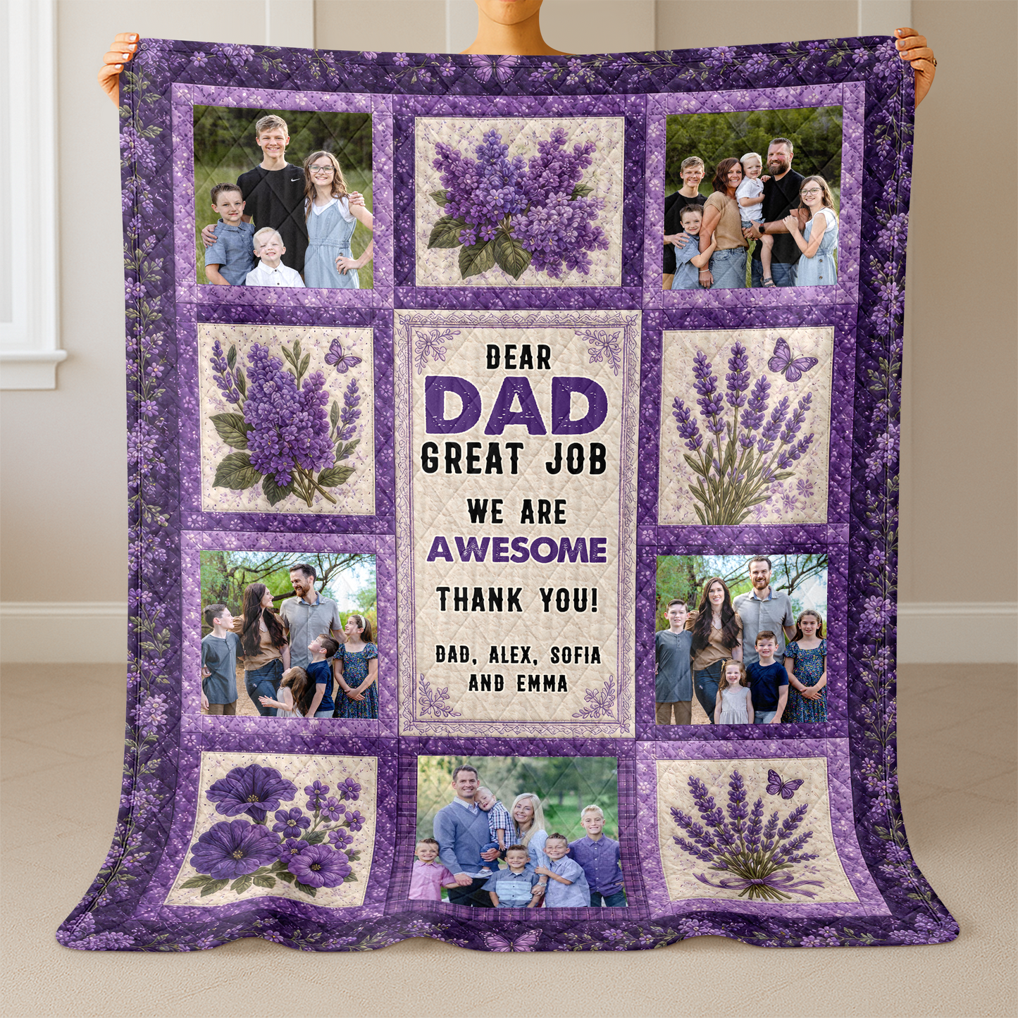 Dear Dad We Are Awesome - Personalized Custom Blanket - Quilt Blanket