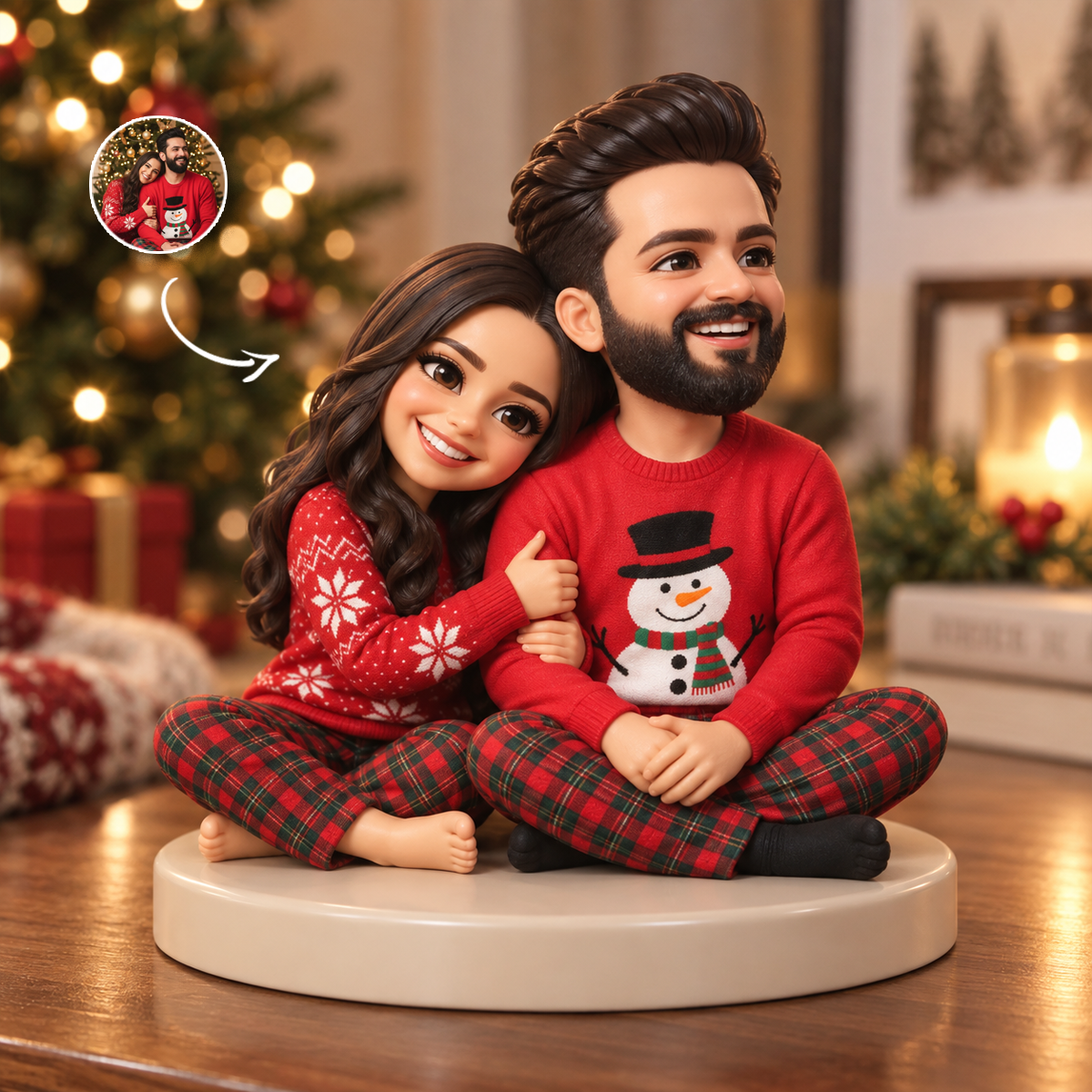 Couple Custom Photo Figurine - 3D Couple, Family, Pet Portrait Statue