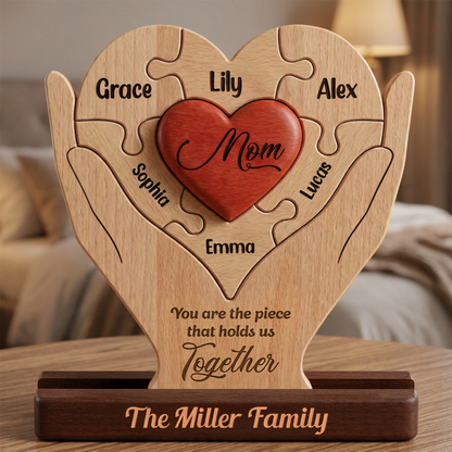 Personalized You Are The Piece That Holds Us Together Family Puzzle - Custom Wooden Name Puzzle
