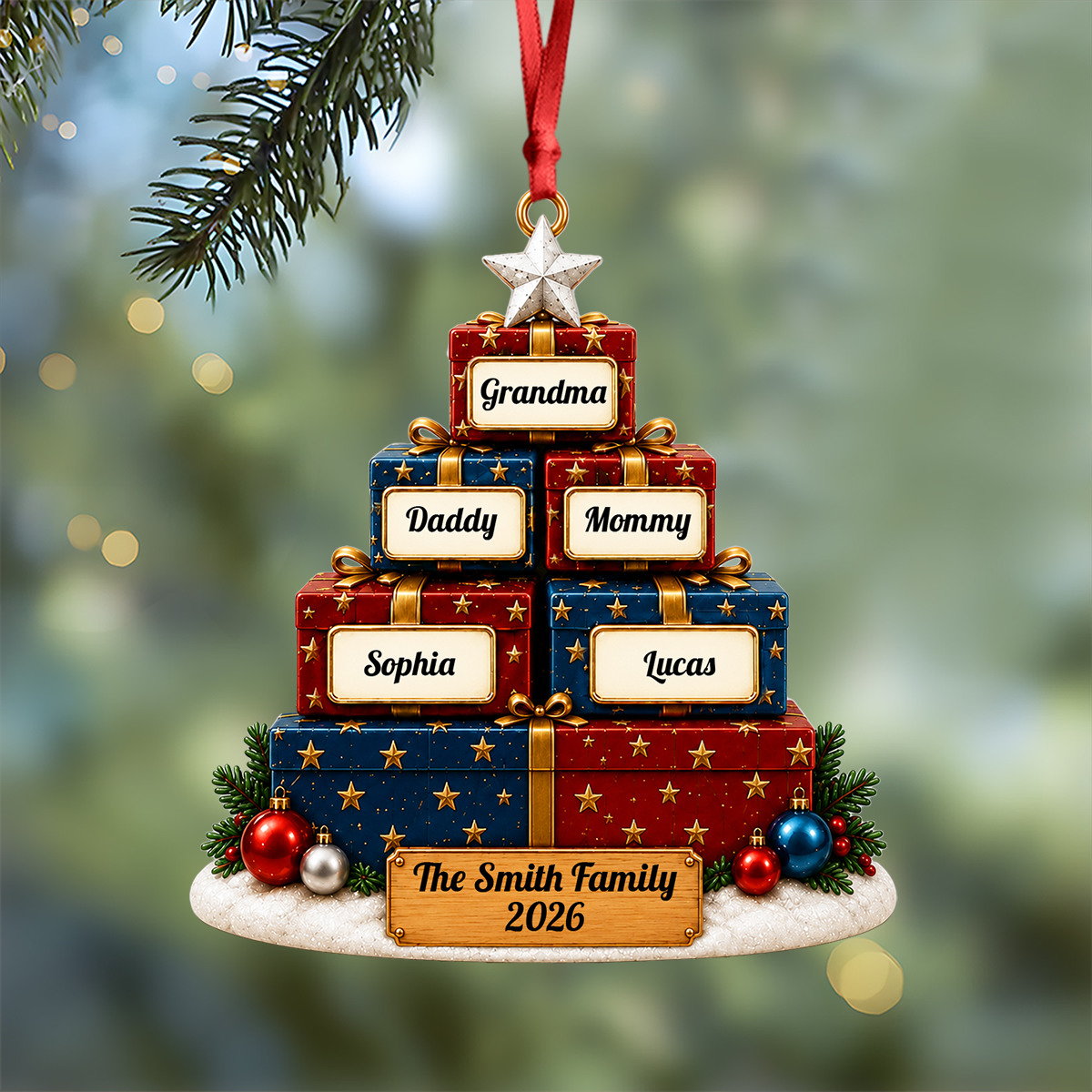 250 Years Christmas Ornament, Patriotic - Real 3D Relief Ornament