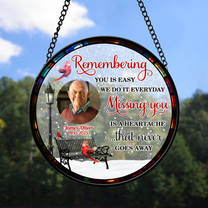Missing You - Personalized Photo Stained Glass Window Hanging Suncatcher