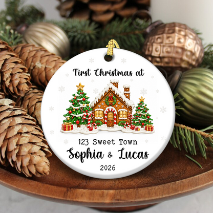 First Christmas At Our New Home Gingerbread House - Real 3D Ceramic Ornament