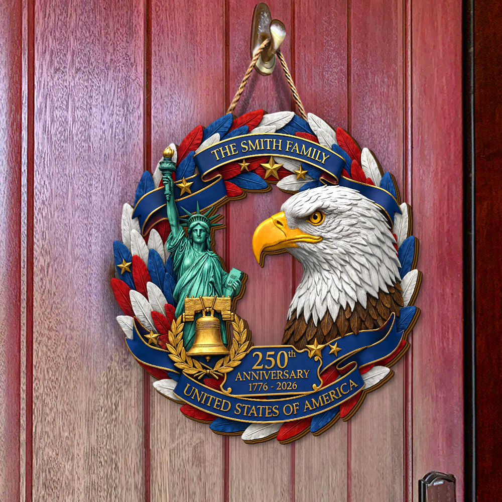 Custom Wood Sign Eagle - Personalized America 250th Anniversary Gifts