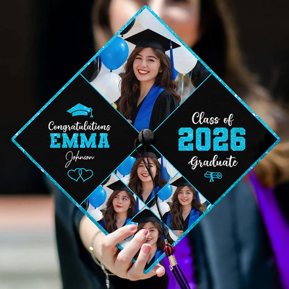 Glitter Cap Topper Class Of 2026 - Personalized Printed Graduation Cap Topper