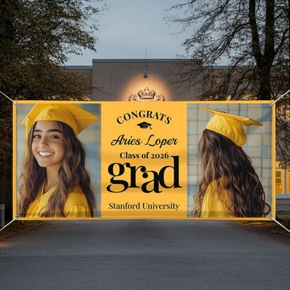 Class Of  2026 Basic Custom Photo Congrats Personalized Banner - Graduation Decor