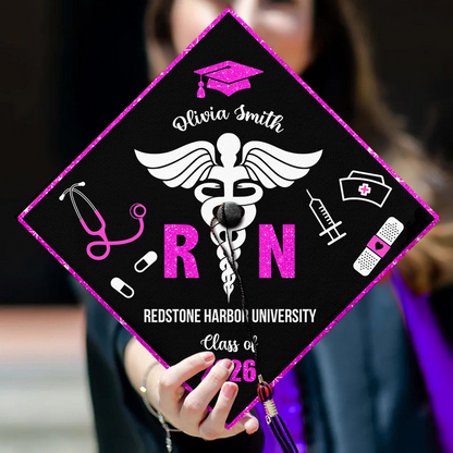 Class Of 2026 Nurse Topper - Personalized Printed Graduation Cap Topper