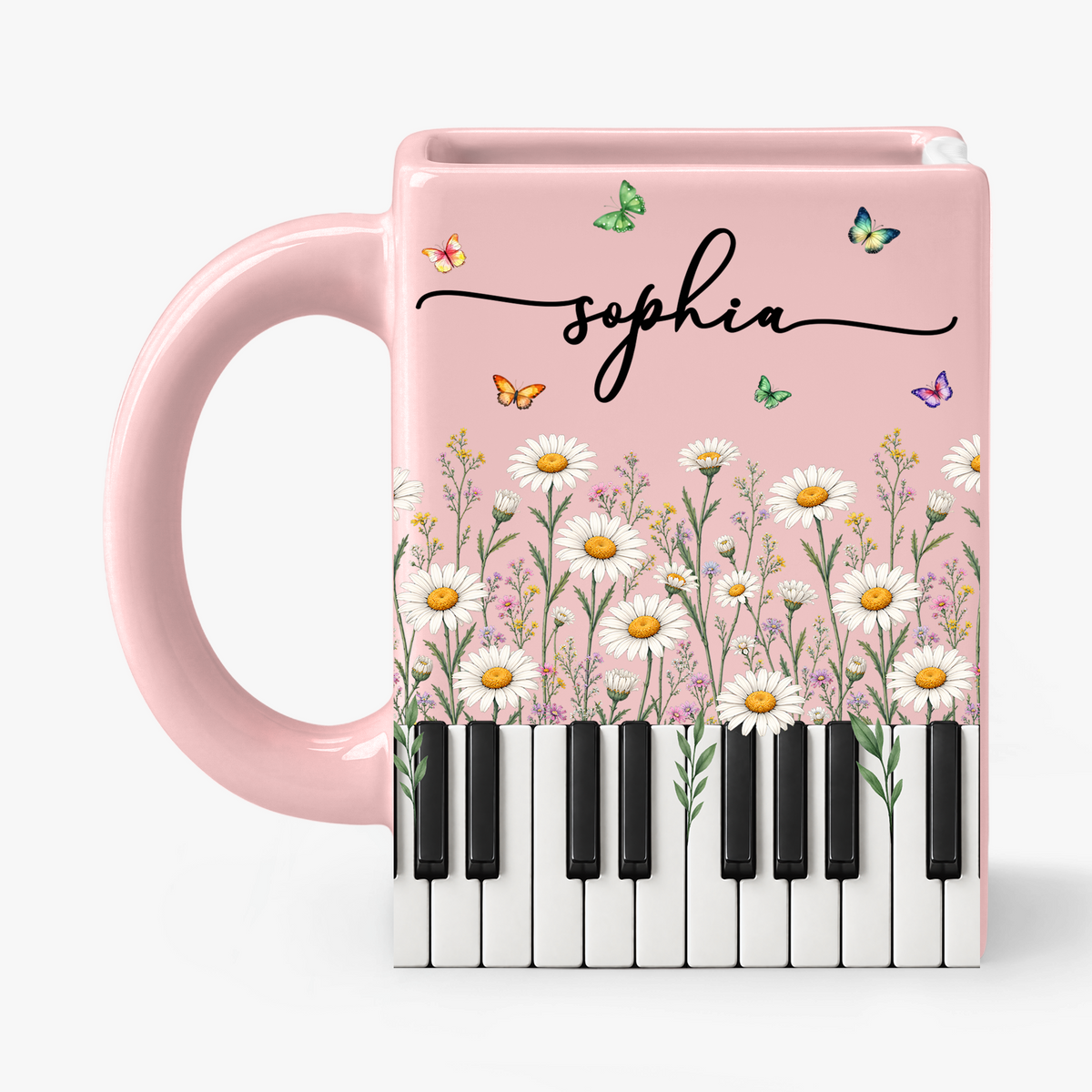 Custom Birth Month Flowers  Book Lovers Shaped Mug - Personalized Name Gifts - Best Friend, Christmas & Birthday Friendship Keepsake Gift