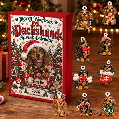 Dachshund Advent Calendar 2026 24 Day Christmas Countdown Box With Cute Figurines - Advent Calendar Box-Box&Acrylic