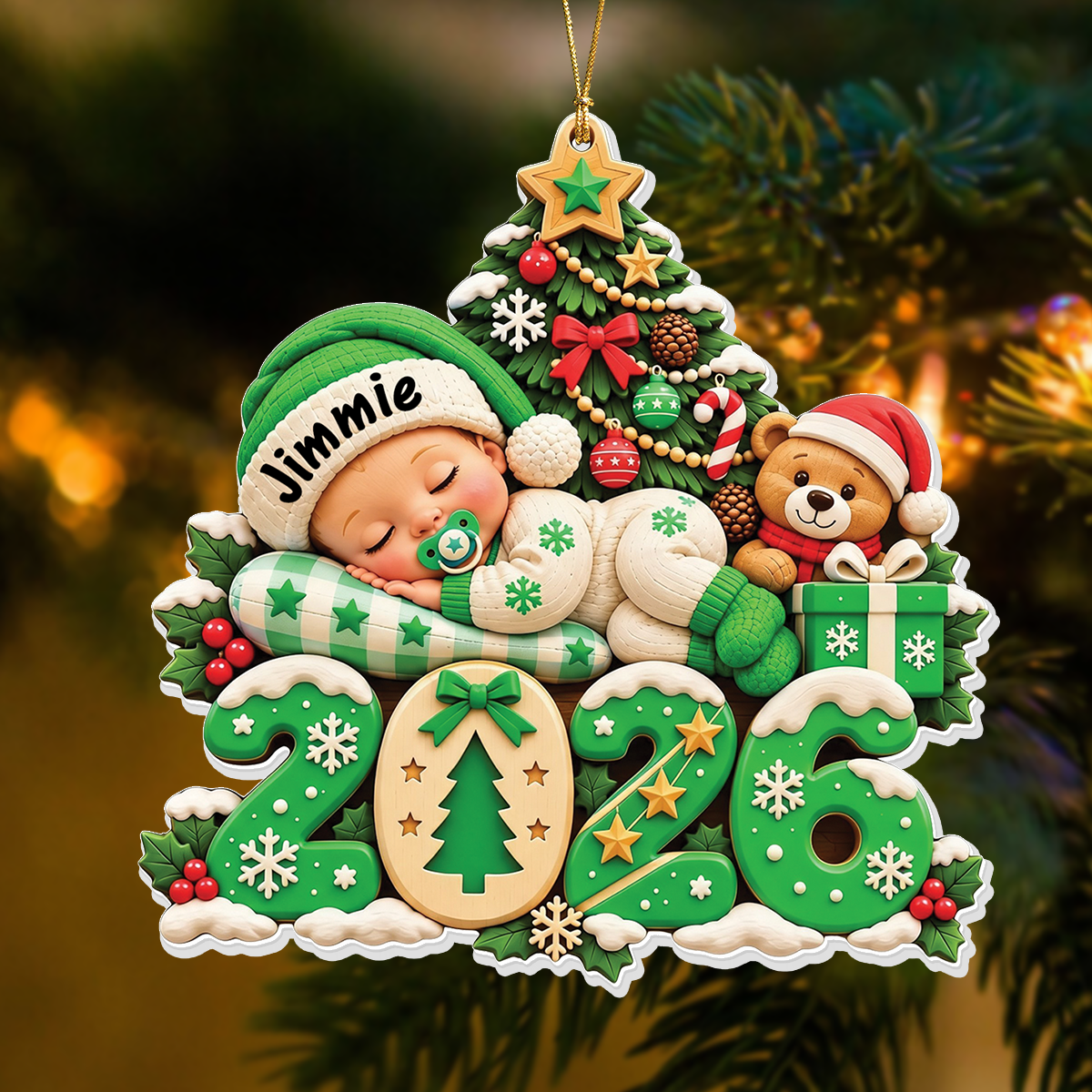 Custom 2026 Heart Gifts for New Mom New Dad Newborn - Real 3D Relief Ornament