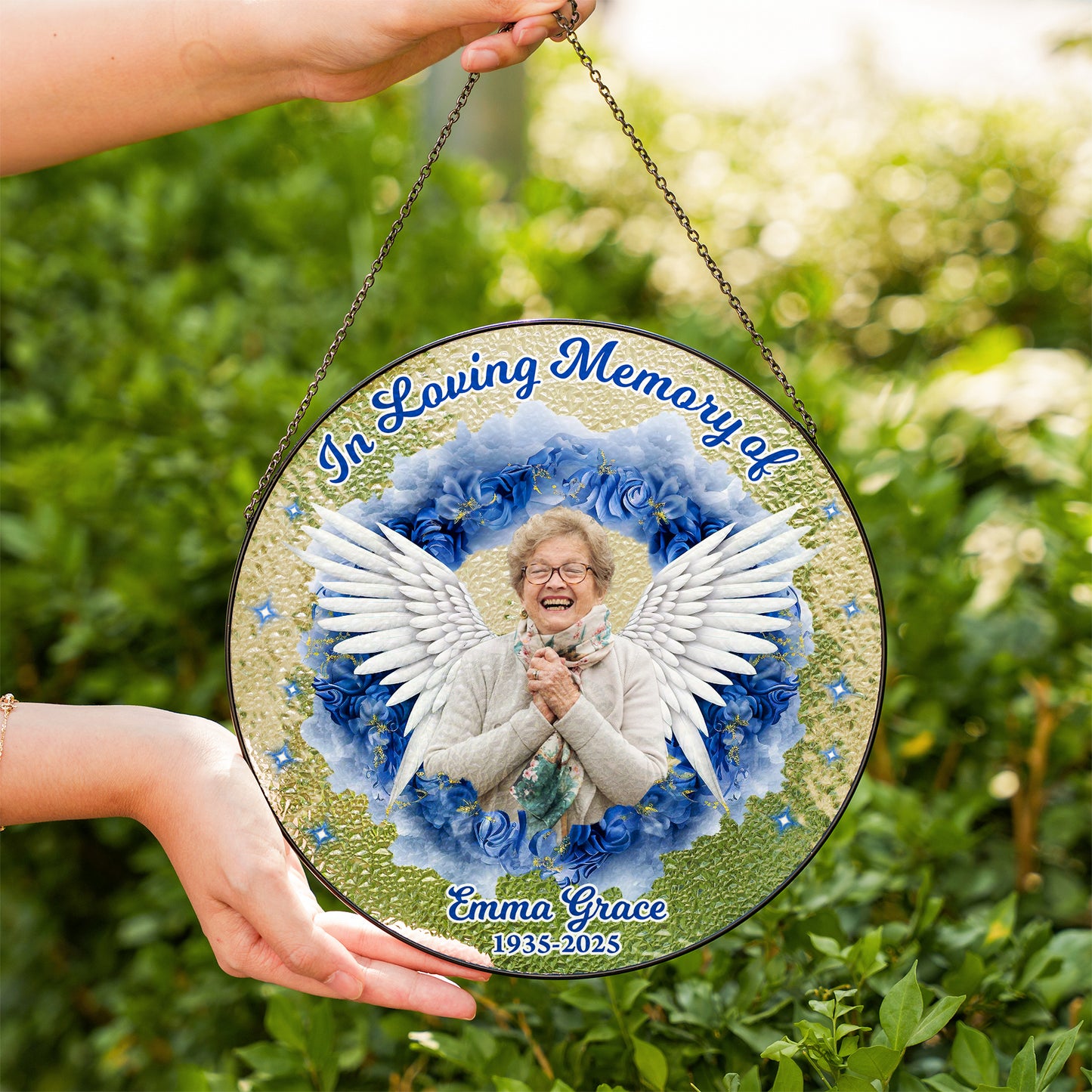 In Loving Memory Of - Personalized Photo Stained Glass Window Hanging Suncatcher