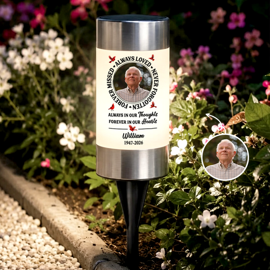 Custom Photo Solar Garden Light - Personalized Memorial Sympathy Gifts For Loss Of Mom, Dad - Always Loved