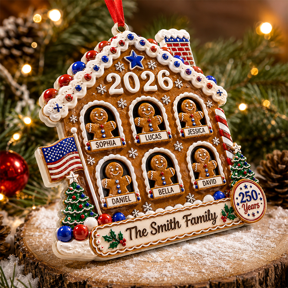 Personalized Cookies House 250th America Patriotic - Real 3D Relief Ornament 2