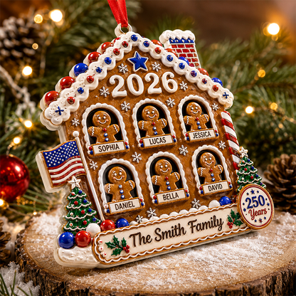 Personalized Cookies House 250th America Patriotic - Real 3D Relief Ornament 2