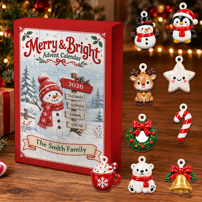 Merry And Bright Snowman Advent Calendar 2026 24 Day Christmas Countdown Box With Cute Figurines - Advent Calendar Box-Box&Acrylic