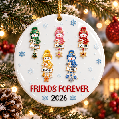 Friends Forever Names Merry Christmas - Real 3D Relief Ornament
