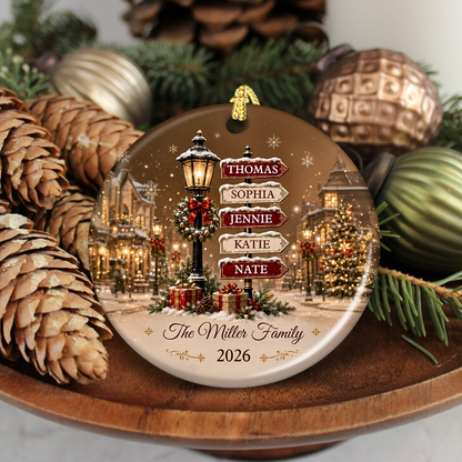 Custom Names Christmas Gifts For Family - Real 3D Ceramic Ornament