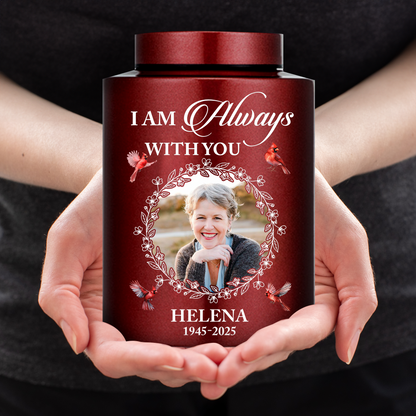I Am Always With You - Keepsake Wings Urn for Ashes - Stainless Steel Urn