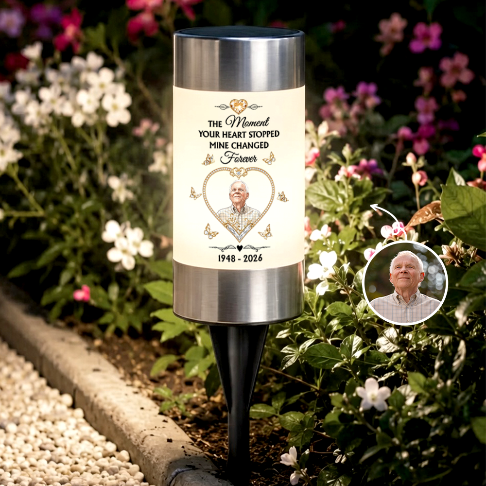 The Moment My Heart Changed Forever Solar Garden Light - Personalized Memorial Sympathy Gifts For Loss Of Mom, Dad