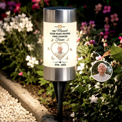 The Moment My Heart Changed Forever Solar Garden Light - Personalized Memorial Sympathy Gifts For Loss Of Mom, Dad