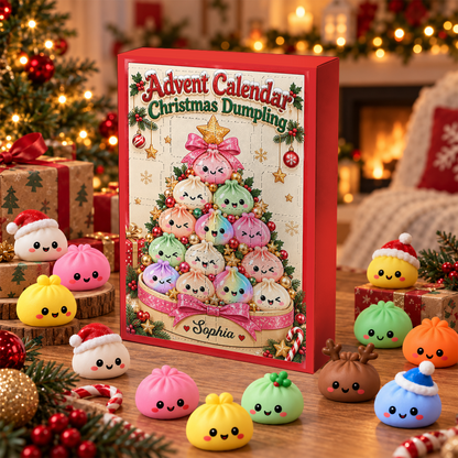 Christmas Dumpling Tree Advent Calendar - Dumpling Advent Calendar - 24 Mini Dumpling Squishies - Family Countdown Calendar