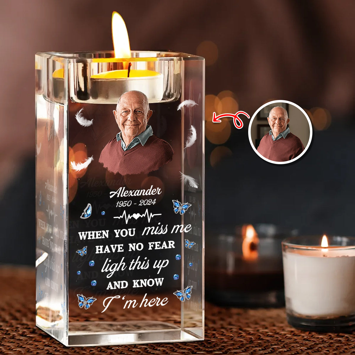 Have No Fear Light This Up - Personalized Crystal Candle Holder