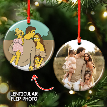 Funny Yellow Family - Custom Photo Lenticular Ornaments