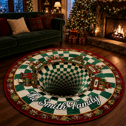 Christmas Santa Sleigh Vortex Shaped Doormat - Personalized Christmas Decor 3D Round Rug