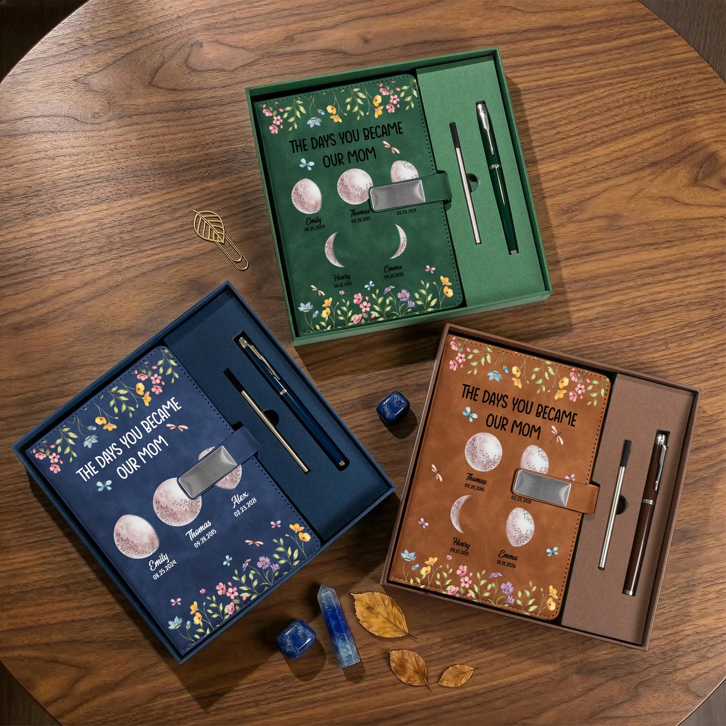 The Days You Become Our Mom - Personalized Leather Notebook Set