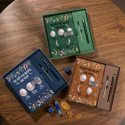 The Days You Become Our Mom - Personalized Leather Notebook Set