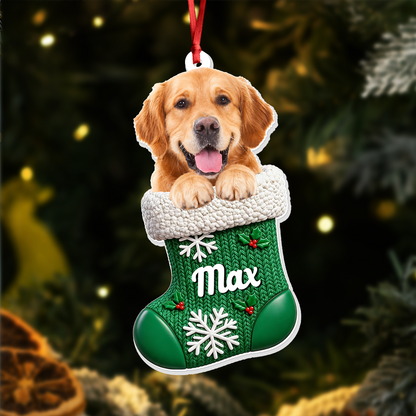 Custom Dog Cat Pet Stocking - Real 3D Relief Ornament