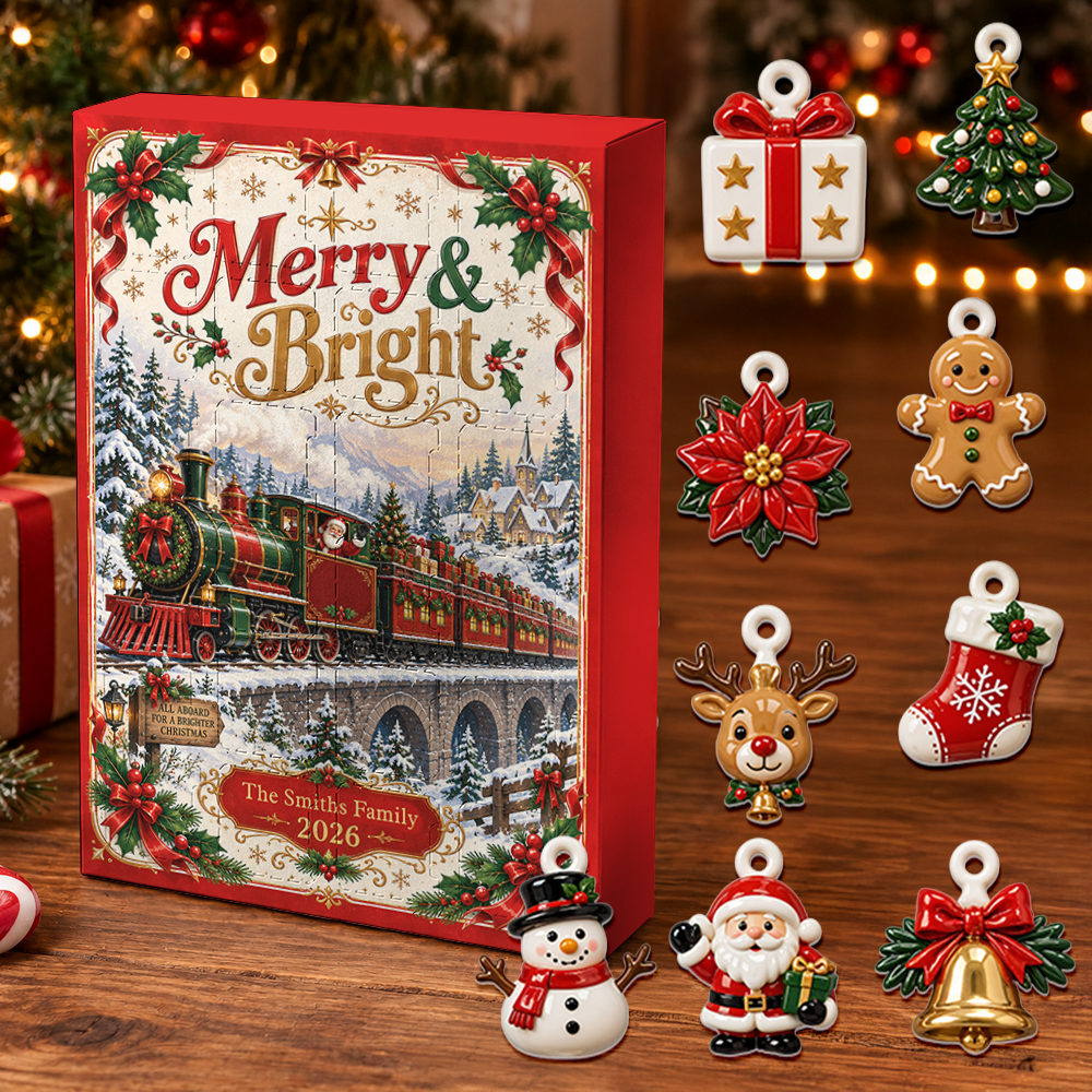 Merry And Bright Advent Calendar 2026 24 Day Christmas Countdown Box With Cute Figurines - Advent Calendar Box-Box&Acrylic
