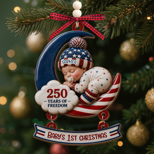 Baby’s First Christmas Wooden Ornament With Tag - Personalized Gifts for Newborn