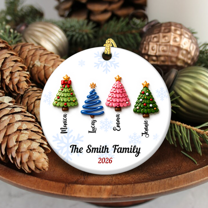 Personalized Family Christmas Tree - Real 3D Relief Ornament