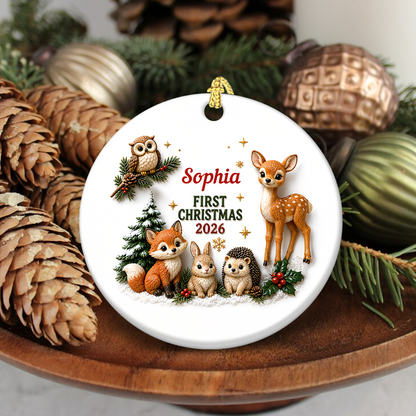 Baby First Christmas Woodland Animals - Real 3D Relief Ornament