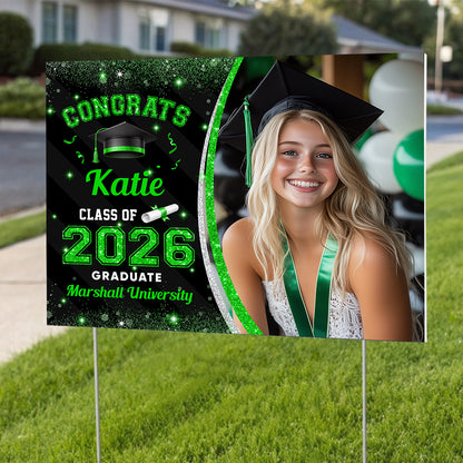 Class Of 2026 Graduate Lawn Sign, Graduation Gift - Personalized Graduation Yarn Sign With Stake