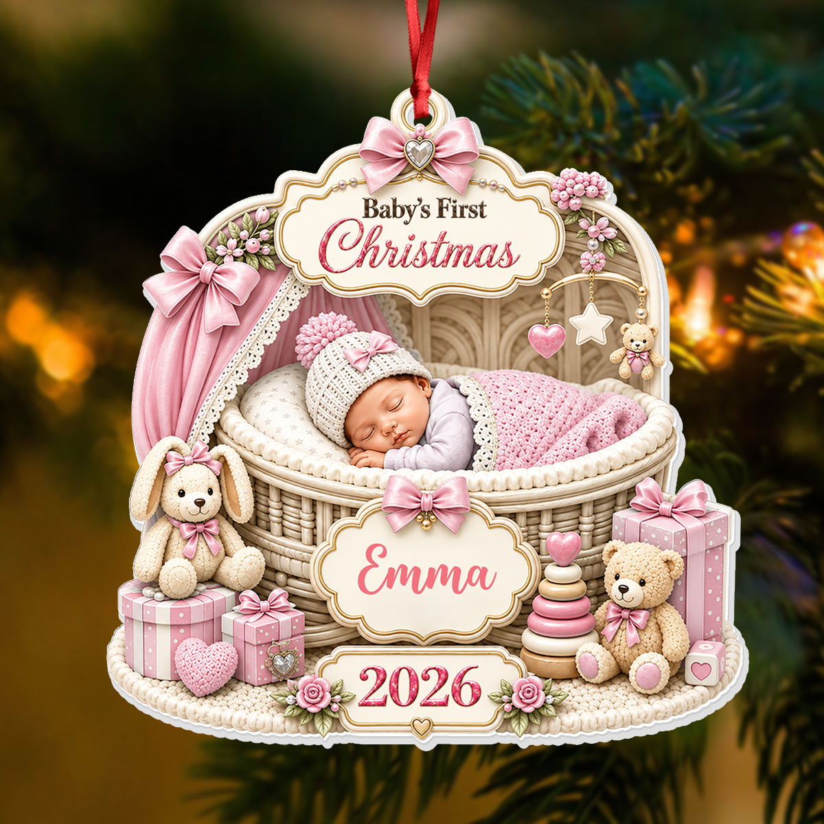 Baby USA Gifts for New Mom New Dad Newborn - Real 3D Relief Ornament