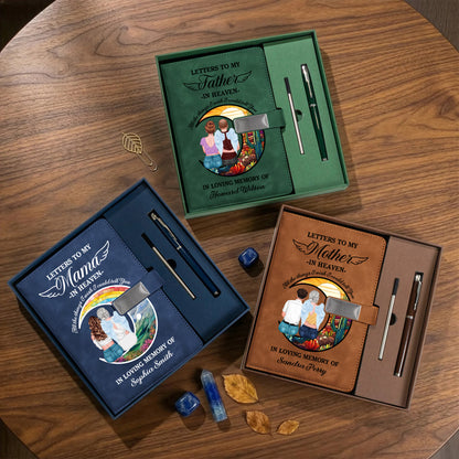 Memorial Letters To Loved One In Heaven - Personalized Leather Notebook Set