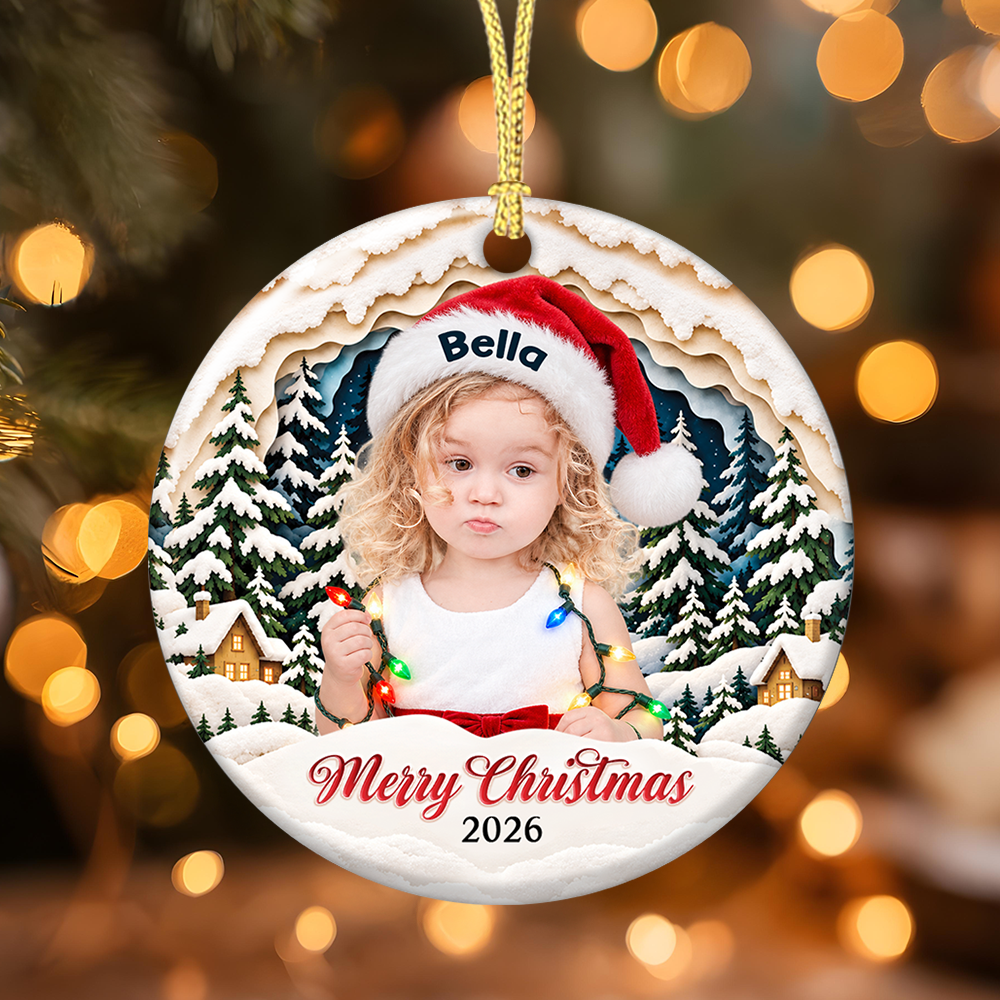 Funny Photo Merry Christmas - Real 3D Relief Ornament