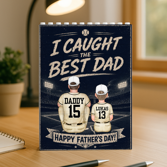 Caught Best Dad Custom Name Puzzle - Personalized Rectangle Building Brick