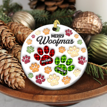 Merry Woofmas Dog Lover - Personalized Custom Circle Ceramic Ornament