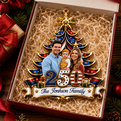 Personalized America 250th  Together For The Holidays - Real 3D Relief Ornament 2