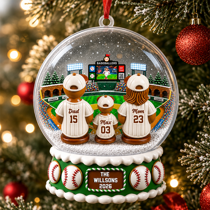 Gingerbread Baseball Family Watching Game Sport Lover - Real 3D Relief Ornament 2