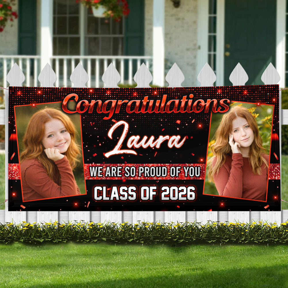 Class Of  2026 Decor Custom Photo Congrats Personalized Banner - Graduation Decor