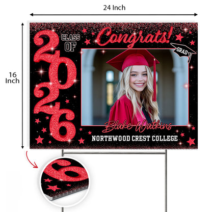Graduation Lawn Sign, Graduation Gift - Personalized Graduation Yarn Sign With Stake