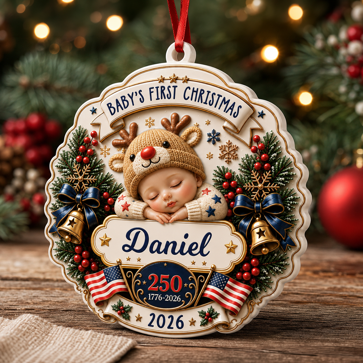 Personalized Baby First Christmas - Real 3D Relief Ornament 2