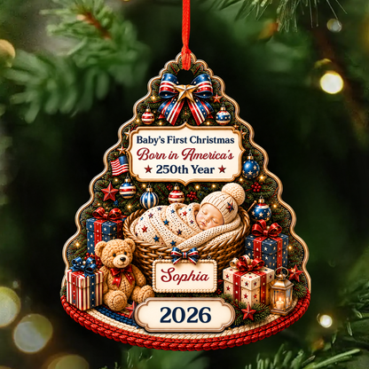 Our Patriotic Little Miracle Baby New Parents - Real 3D Relief Ornament 2
