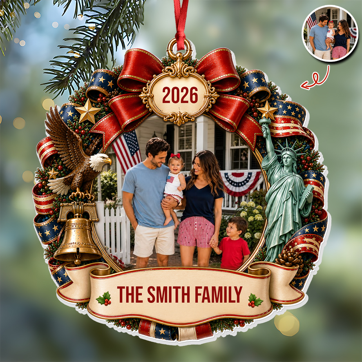 Wrapped In Family Love Merry Christmas - Real 3D Relief Ornament