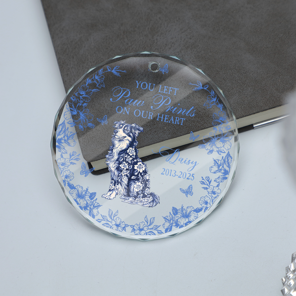 Flower Dog - Personalized Custom Glass Ornament